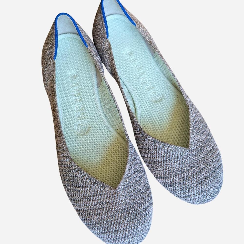Rothy’s The Point Metallic Bronze Taupe Shimmer Knit Ballet Flats 8.5